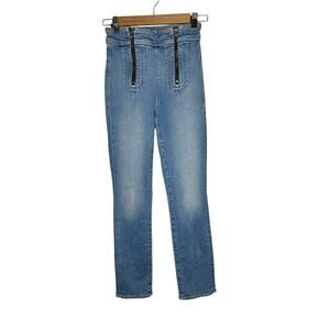 Mother Womens‎ The Double Zip Dazzler Skinny Jeans 24 Ankle High Rise Blue